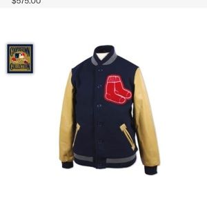 Men's wool and leather red Sox team jacket